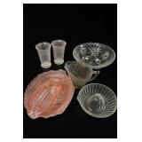 Pink And Clear Depression Glassware Lot