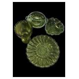 Green Glass Four-Piece Serving Set