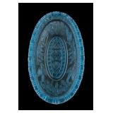Tiara Glass Blue Oval Relish Dish