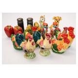 Colorful Ceramic Rooster Figurine Lot