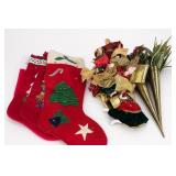 Vintage Christmas Stockings & Figurines Lot