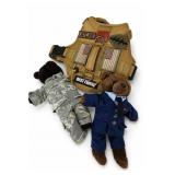 Two Teddy Bears, Military Vest & Suit