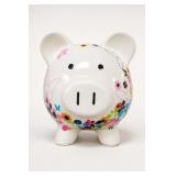 Hand-Painted Floral Ceramic Piggy Bank