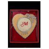 2006 Heart Photo Frame Ornament With M Monogram