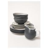 Pfaltzgraff Gray Plates, Bowls & Pitcher Set