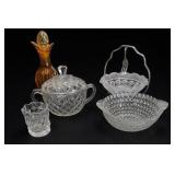Cut Glass Sugar Bowl, Bowls & Tumbler Set