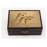 Chokin Dolphin Design Jewelry Box
