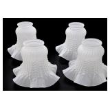 Set Of 4 Frosted Glass Fish Vases