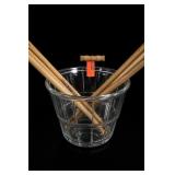 Hocking Glass Bucket & Louisville Slugger Bats