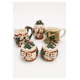 Christmas Ceramic Pitcher & Canister Set, 5 Pc