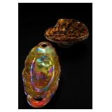 Indiana Glass Marigold Carnival Glass Dish Pair