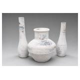 White Distressed Vases, Set Of 3