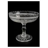 EAPG Etched Grape Glass Compote