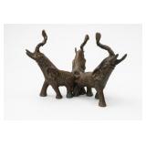 Copper Three-Elephant Sculpture