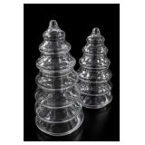 Clear Glass Christmas Tree Candy Jar Set