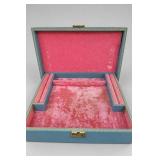 Vintage Mele Jewelry Box Blue Pink Velvet Interior
