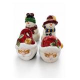 Christmas Santa & Snowman Figurine Set, 4 Pc