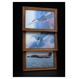 Framed Military Aircraft Print Set, 3 Pieces