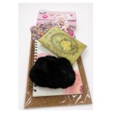 Assorted Accessories, Notebooks & Faux Fur Hat Lot