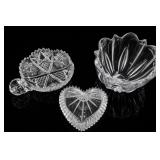 Clear Cut Glass Bowls & Dish, 3-Piece Set