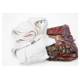 Woven Textile Throw With Crowned Figure & Fringe