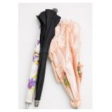 Three Vintage Umbrellas, Black Pink & Floral