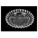 Clear Glass Duck Scene Bowl With Starburst Rim