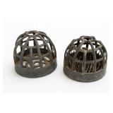 Vintage Metal Cage Flower Frogs, Set Of 2