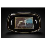 The Greyhound Black Glass Tray With Gold Border