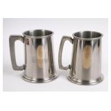 Pair of English Stainless Steel Tankards