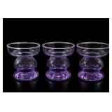 Set Of 3 Purple Glass Pedestal Vases