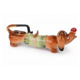 Ceramic Dachshund Decanter With Mushroom Stopper
