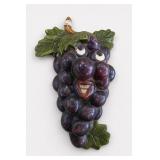 Chalkware Anthropomorphic Grape Wall Plaque