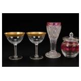 Gold Trim Glassware $ More, 4 Pieces