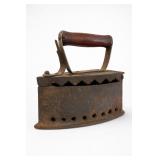 Antique Charcoal Cast Iron Sad Iron With Handle