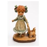 ANRI Italy Girl With Cat Figurine