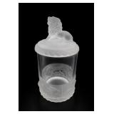 Gillinder & Sons Frosted Lion Covered Glass Jar