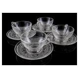 Fostoria American Cut Glass 4 Cups 8 Saucers