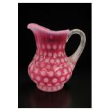 Fenton Cranberry Opalescent Coin Dot Pitcher