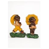 Pair Black Americana Chalkware Wall Plaques