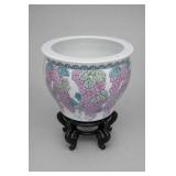 Chinese Porcelain Grapevine Fish Bowl With Stand
