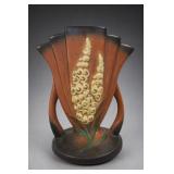 Roseville Pottery Peony Sienna Cornucopia Vase