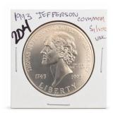 1993-P Jefferson Commemorative Silver Dollar, UNC