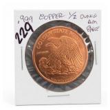 1999 Golden State Mint 1/2 Oz Copper Round