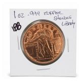 1 Oz Fine Copper Standing Liberty Round