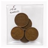 5-Coin 1910 Lincoln Wheat Cent Group