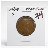 1919-S Lincoln Wheat Cent, Very Fine