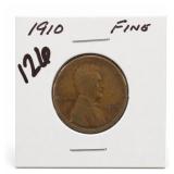 1910 Lincoln Wheat Cent, Fine