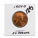 1954-D Lincoln Wheat Cent, CH RED UNC