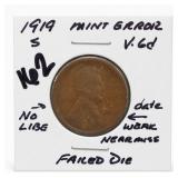 1919-S Lincoln Wheat Cent, Mint Error